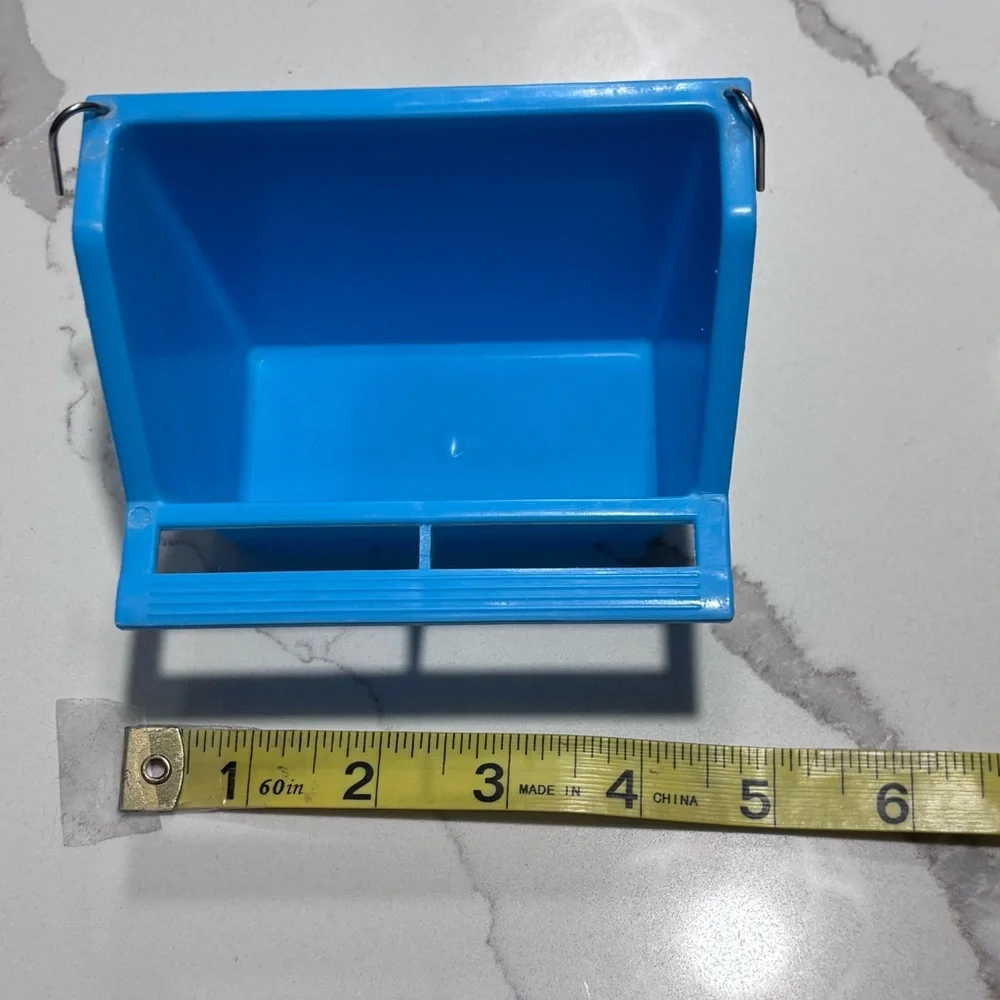 Pet Bird Cage Setup Play On Grooming Perches High Back Blue Food Water Cup